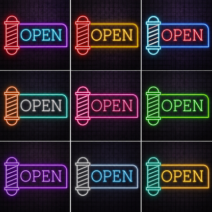 Open LED Neon Sign Home Art - 05 Color Grid
