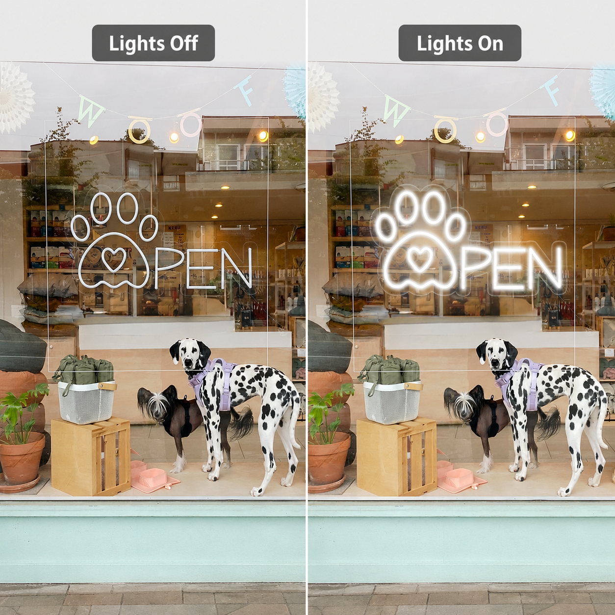 Open LED Neon Sign Home Decor Wall Neon Sign - 06 Day Night Comparison
