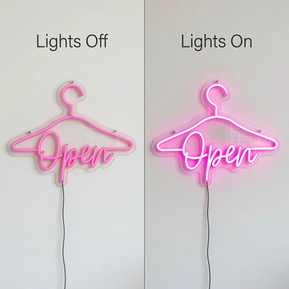 Open LED Neon Sign Home Wall Art - 06 Day Night Comparison