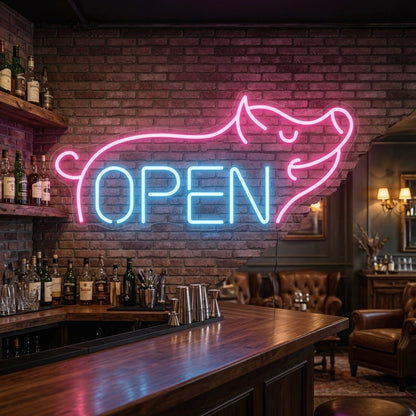 Open LED Neon Sign Living Room Decor - 03 Real Lifestyle Scene