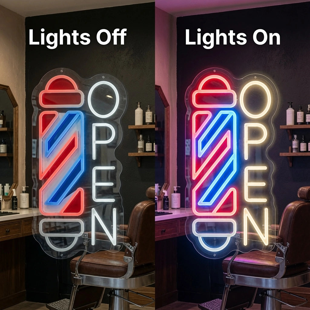 Open LED Neon Sign Wall Neon Sign - 06 Day Night Comparison