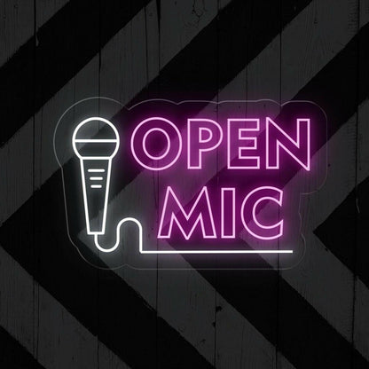 Open Mic Neon Sign Led Light Decor | Shineneon