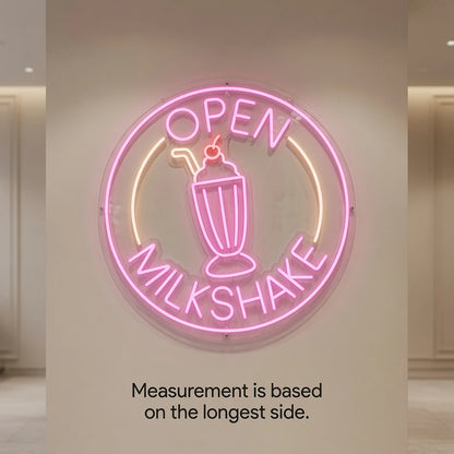 Open Milkshake Business LED Neon Sign - 04 Size Image