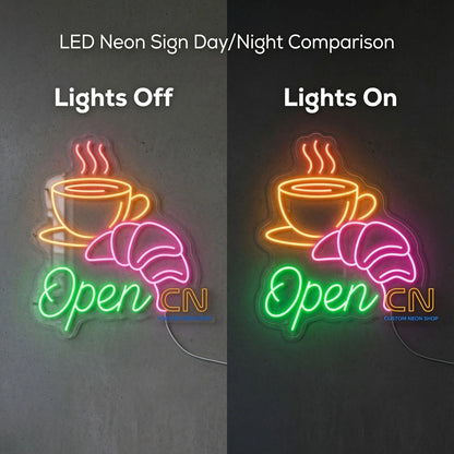 Open Room Decor LED Neon Sign - 06 Day Night Comparison
