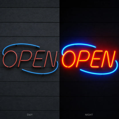 Open Room Decor LED Neon Sign Garage Man Cave Neon Sign day and night comparison