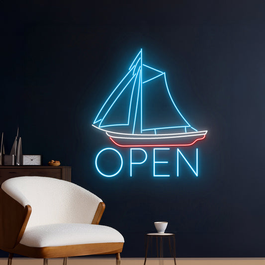 Open Sailing Boat Neon Sign