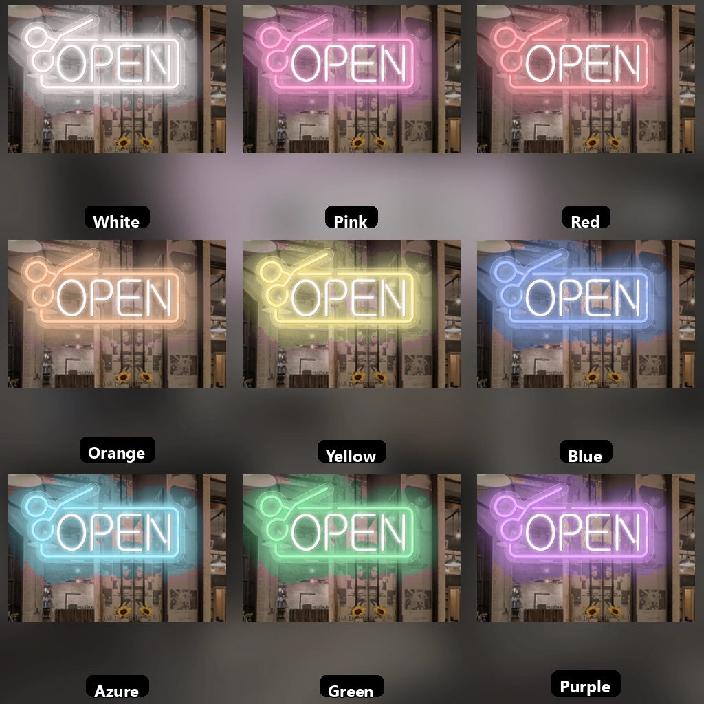 Open Shop Wall Decor LED Neon Sign - 05 Color Grid