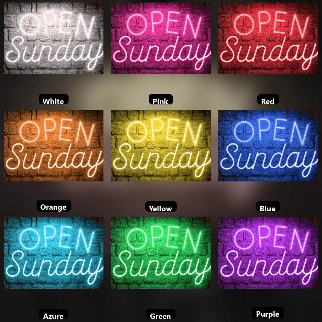 Open Sunday LED Neon Sign - 05 Color Grid