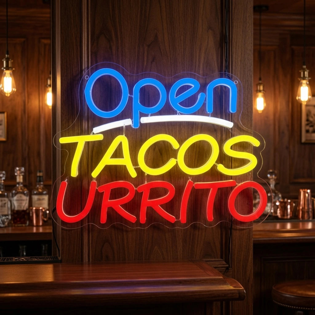 Open Taco S Burritos Wall Decor LED Neon Sign - 02 High-Converting Product Image