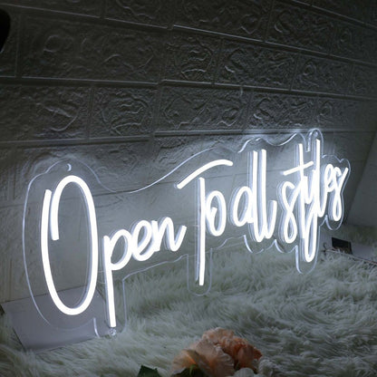 Open To All Styles White Led Neon Sign - Shineneon