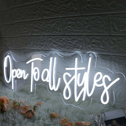 Open To All Styles White Led Neon Sign - Shineneon