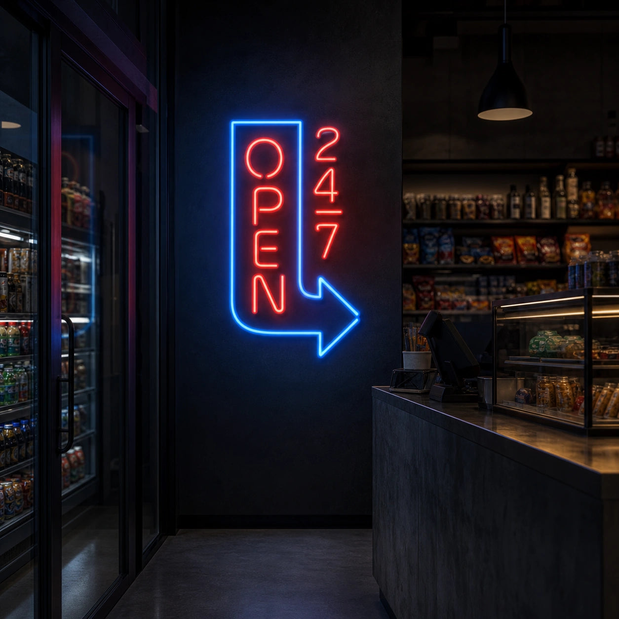 Open Wall Art LED Neon Sign Garage Man Cave Neon Sign real lifestyle scene