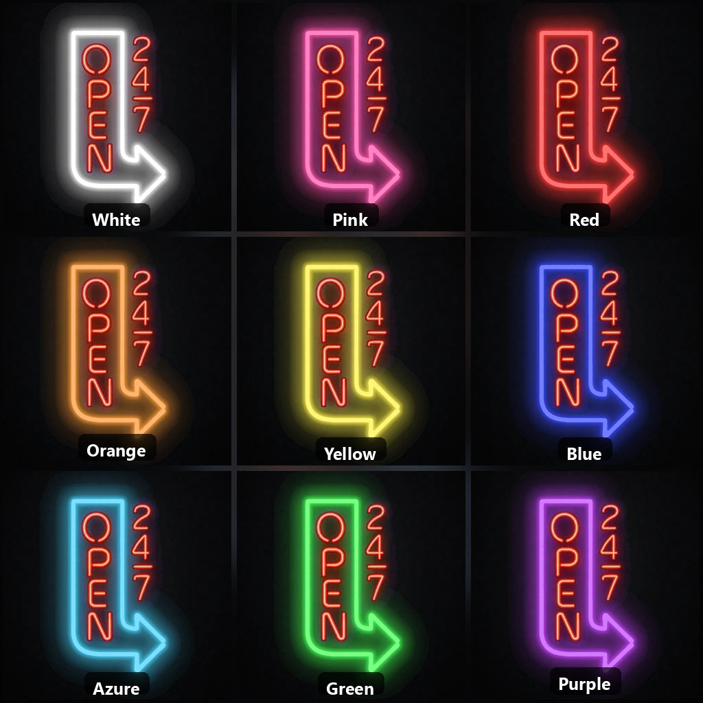 Open Wall Art LED Neon Sign Garage Man Cave Neon Sign color grid