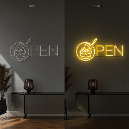 Open Wall Decor LED Neon Sign Garage Man Cave Neon Sign day and night comparison