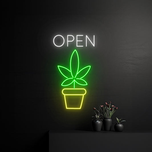 Open Weed Pot Led Sign