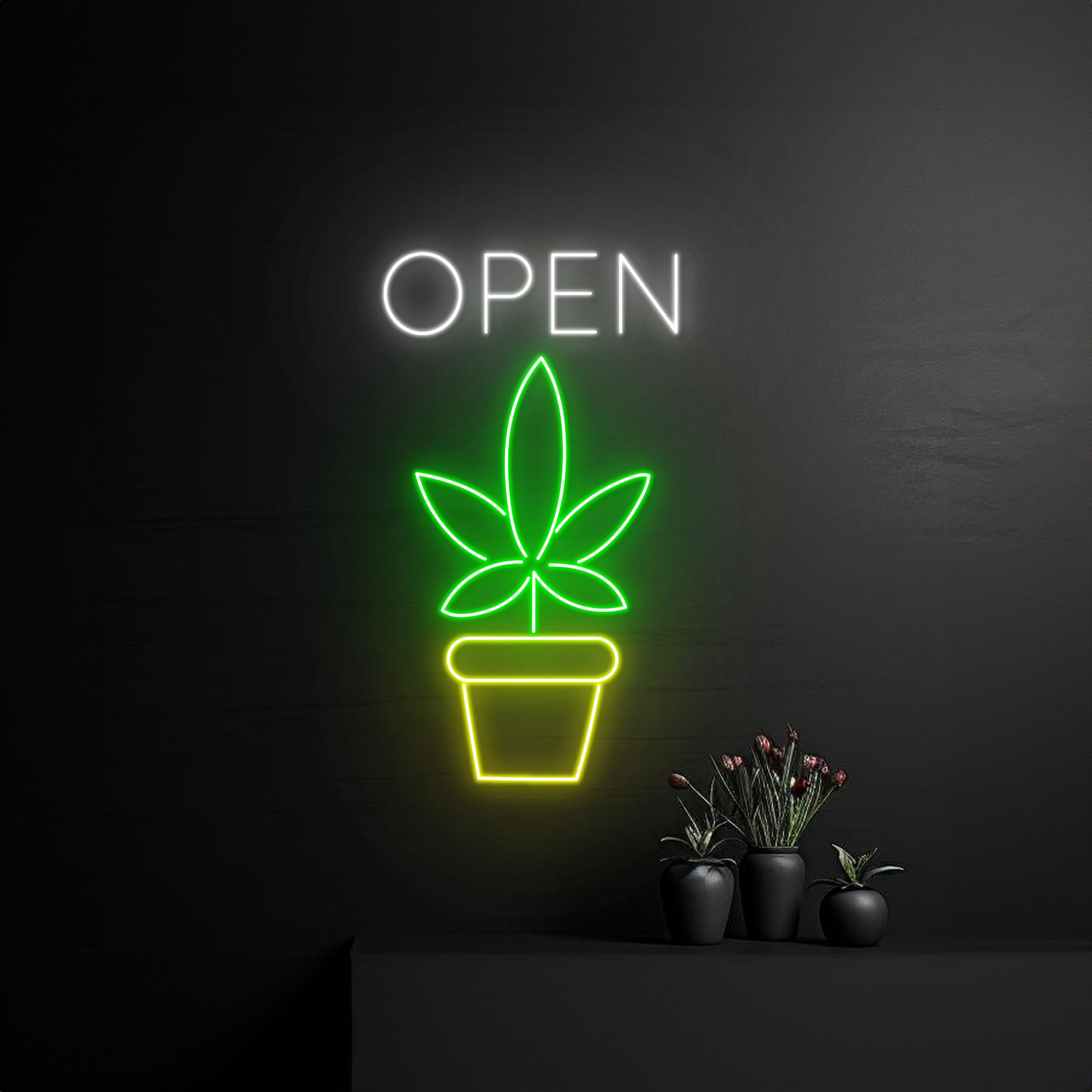 Open Weed Pot Led Sign | Shineneon