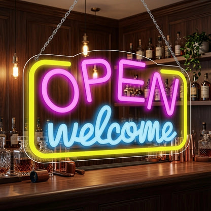 Open Welcome LED Neon Sign - 02 High-Converting Product Image