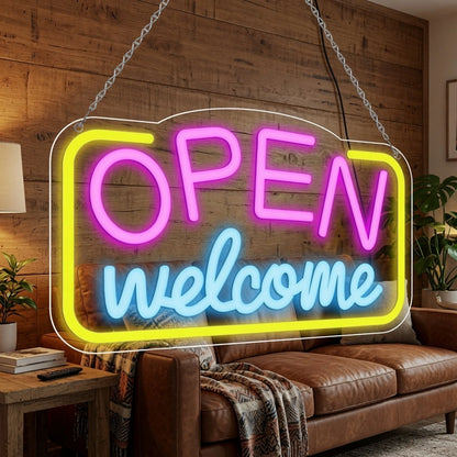 Open Welcome LED Neon Sign - 03 Real Lifestyle Scene