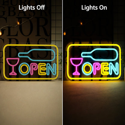 Open Wine Glass LED Neon Sign main product image