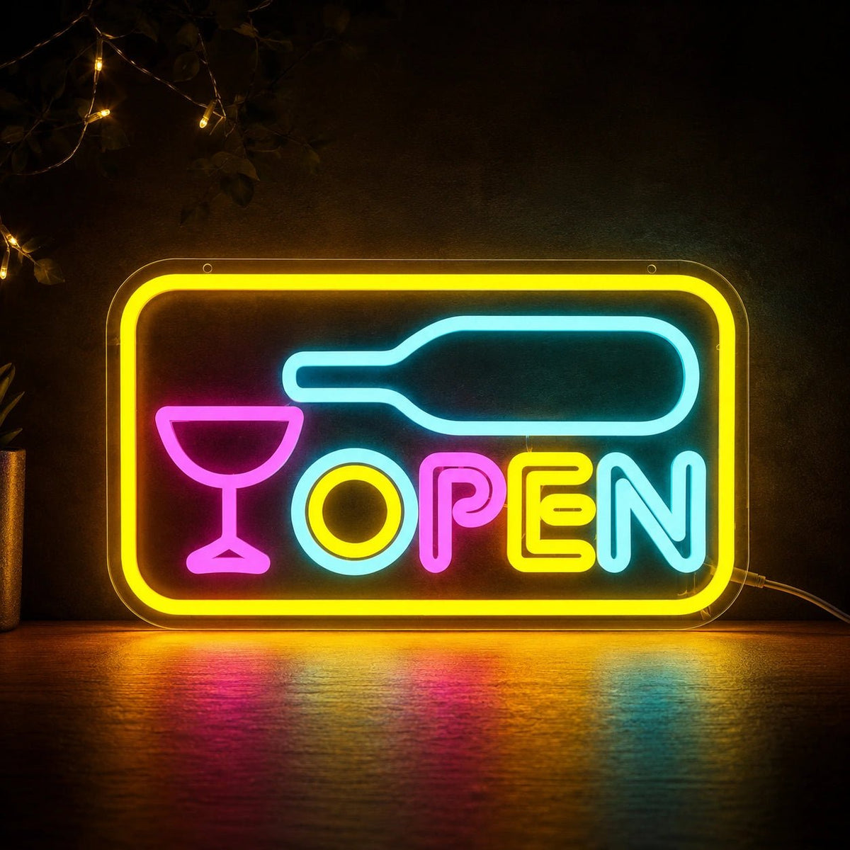 Open Wine Glass LED Neon Sign - Shineneon