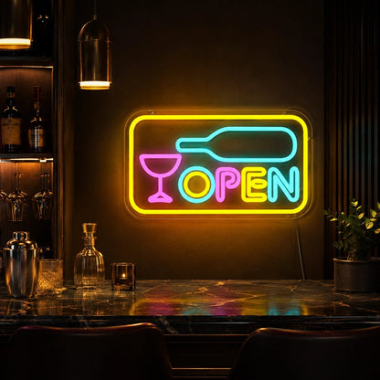Open Wine Glass LED Neon Sign - Shineneon