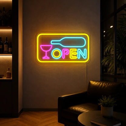 Open Wine Glass LED Neon Sign - Shineneon