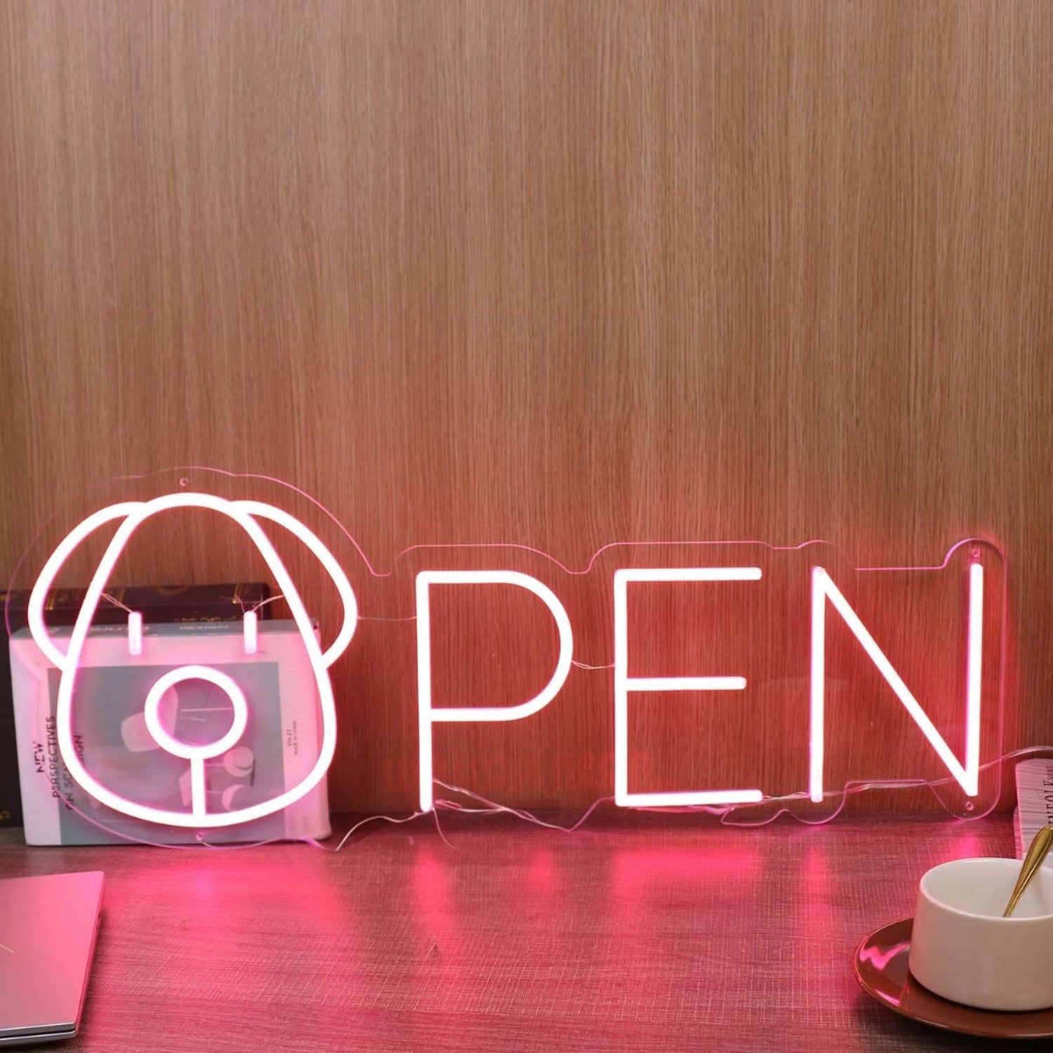 Open With Dog Head Red Led Neon Sign | Shineneon
