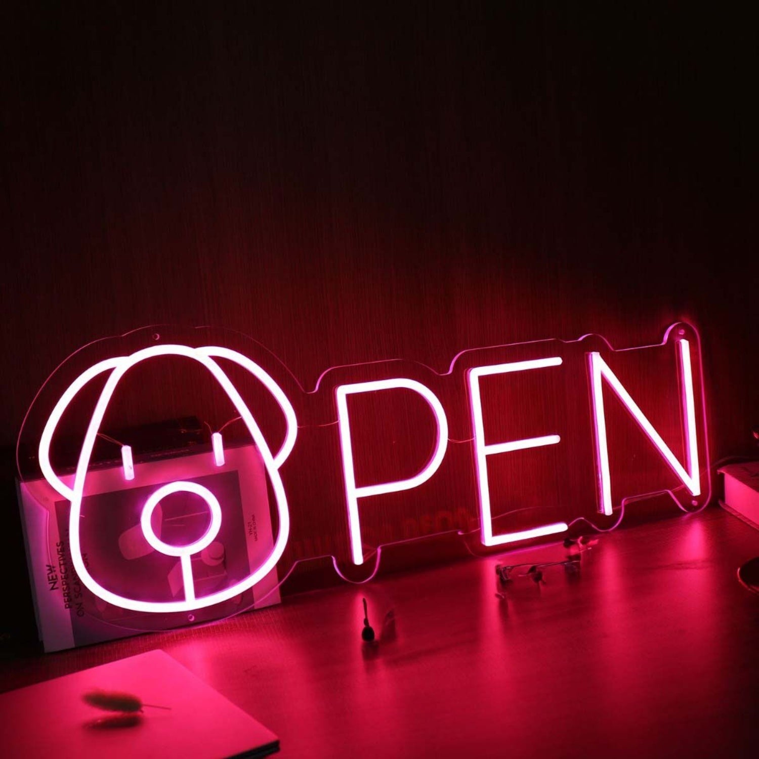 Open With Dog Head Red Led Neon Sign | Shineneon