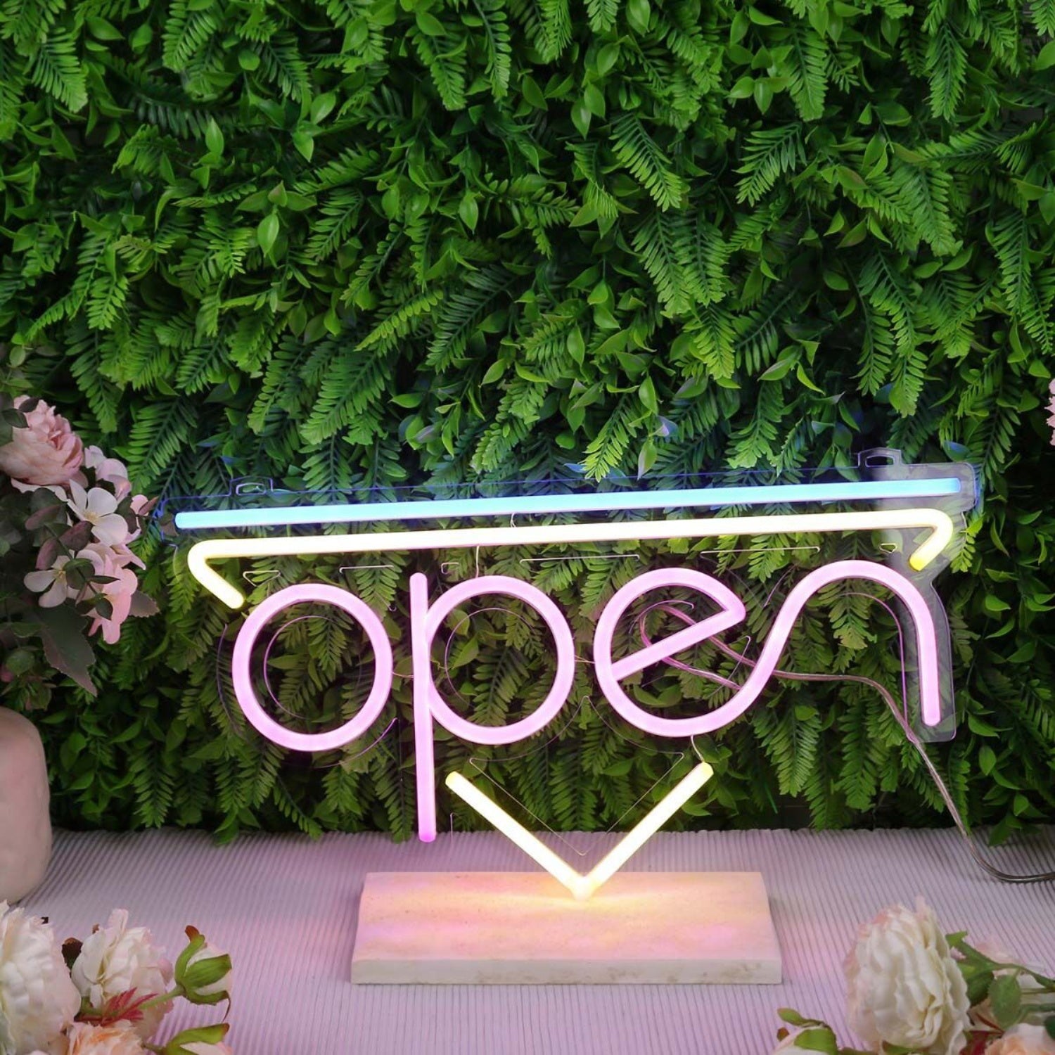 Open With Inverted Triangle Led Neon Sign | Shineneon