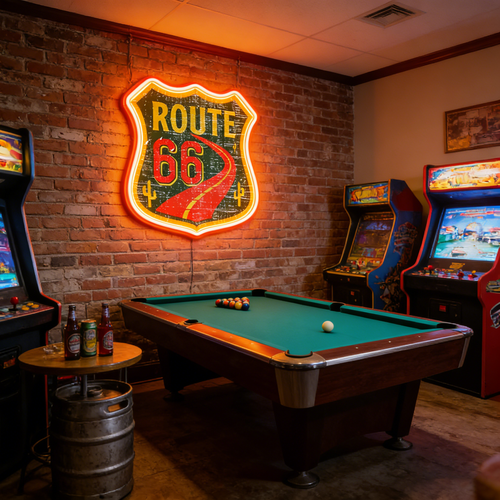 Orange Route 66 USB Led Neon Sign American Retro Road Trip Lover Home Bar Wall Art