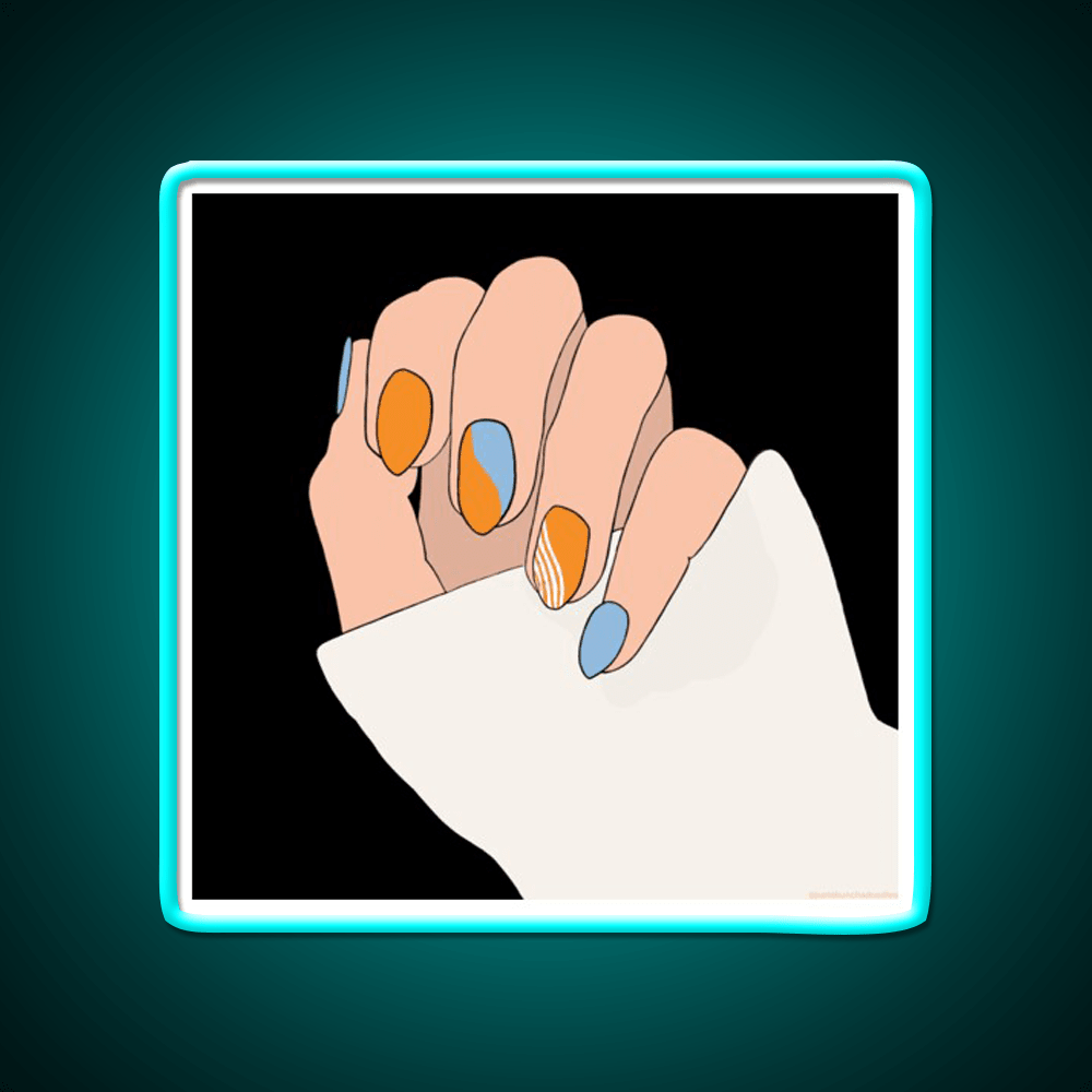 Orange And Blue Acrylic Manicure Nail Salon Led Neon Sign Rgb Color - Shineneon