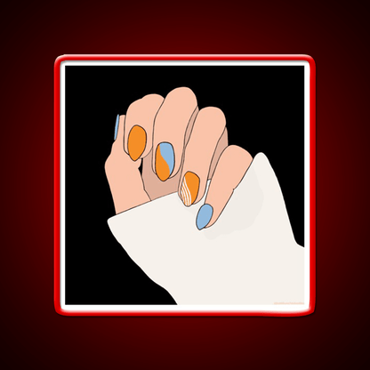Orange And Blue Acrylic Manicure Nail Salon Led Neon Sign Rgb Color - Shineneon