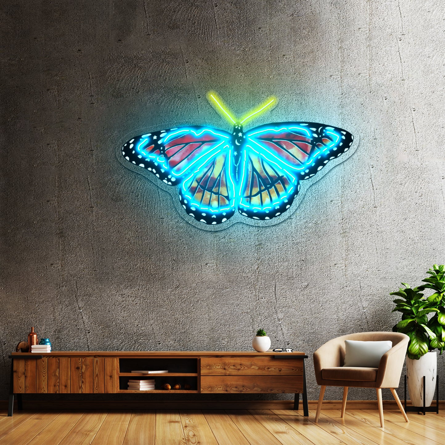 Orange And Red Butterfly Artwork Neon Light Signs