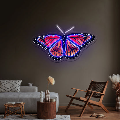 Orange And Red Butterfly Artwork Neon Light Signs