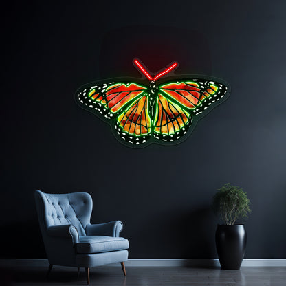 Orange And Red Butterfly Artwork Neon Light Signs