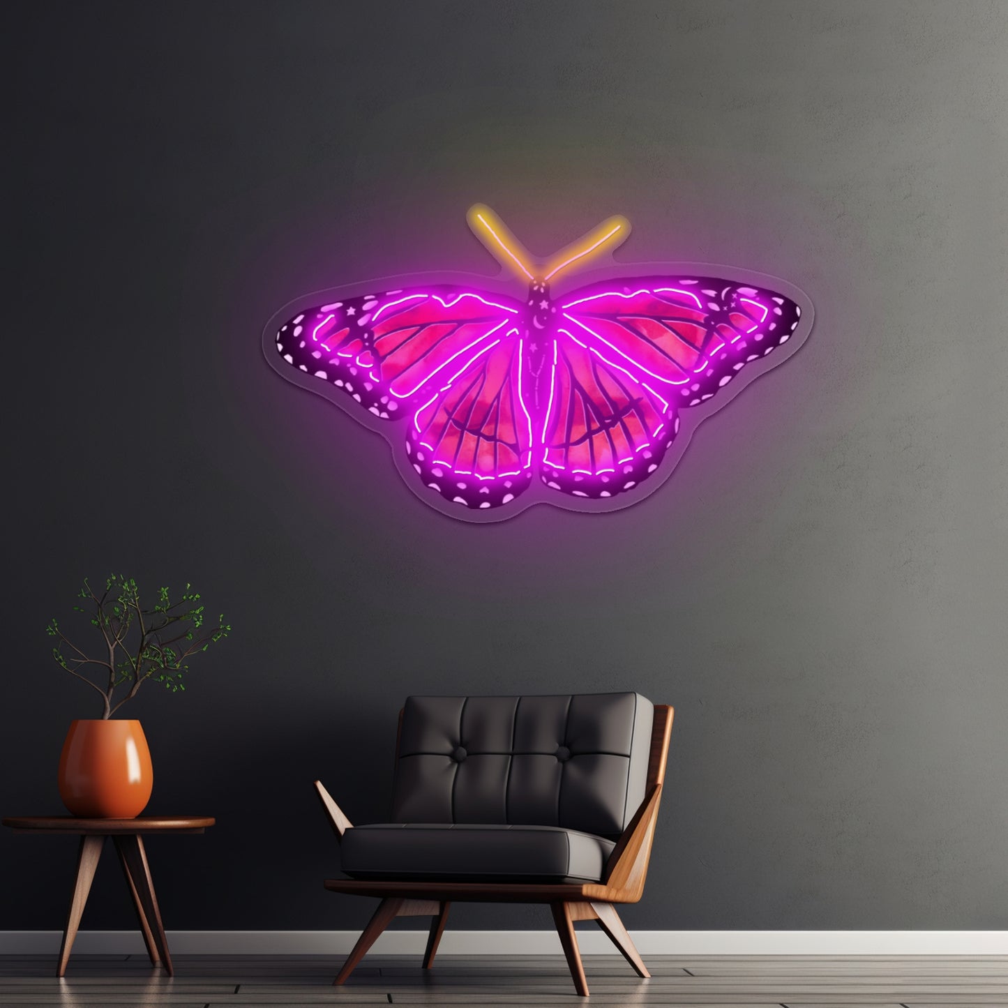 Orange And Red Butterfly Artwork Neon Light Signs