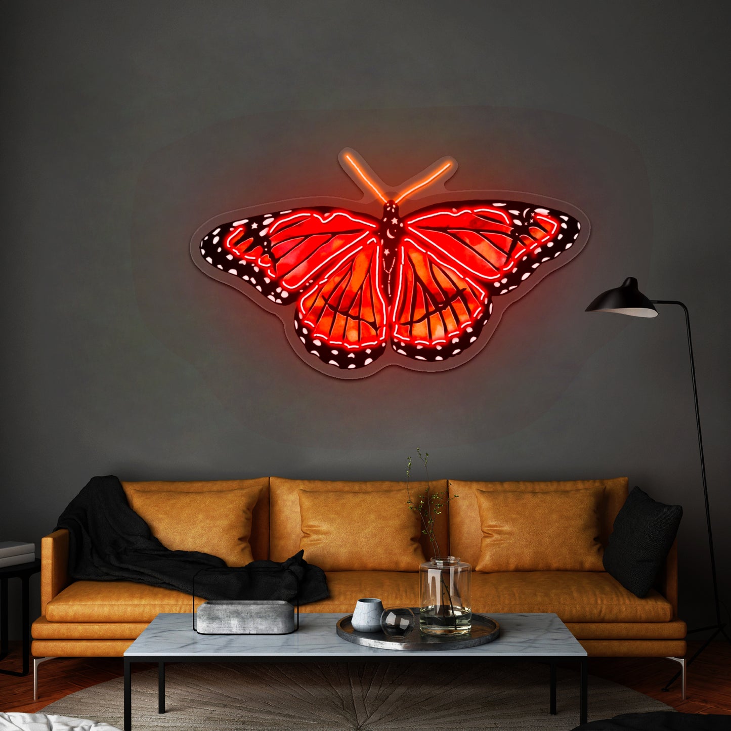 Orange And Red Butterfly Artwork Neon Light Signs