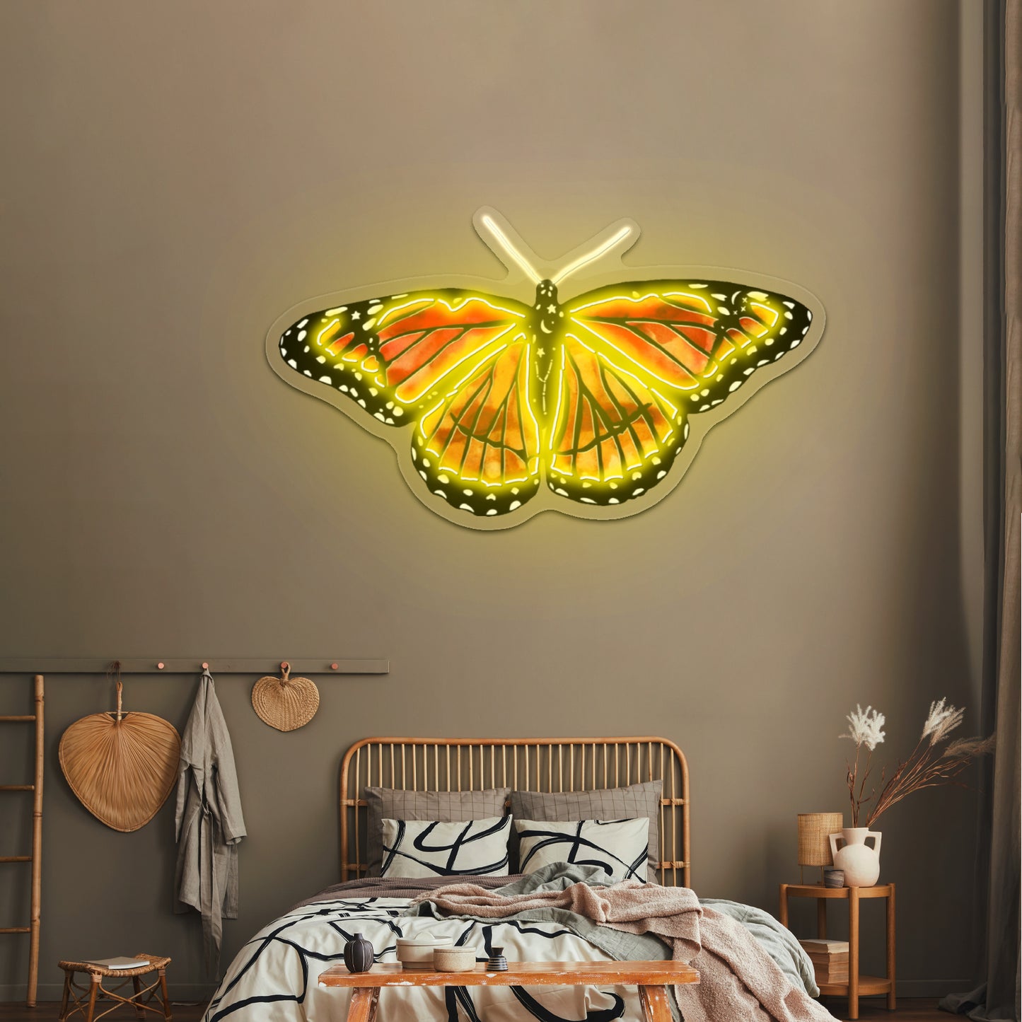 Orange And Red Butterfly Artwork Neon Light Signs