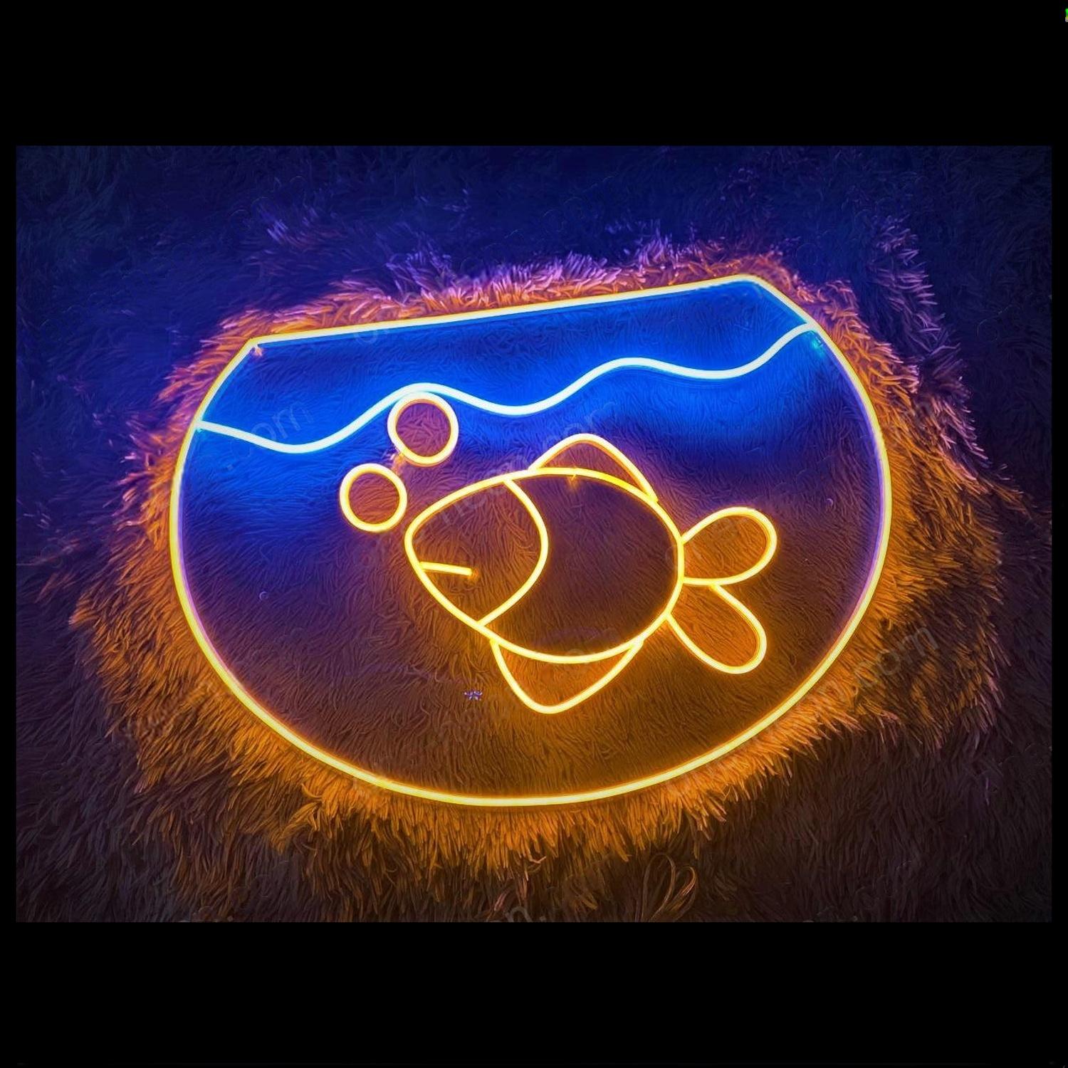 Orange-Blue Cartoon Fish Tank Led Neon Sign For Kids Room And Ocean Decor | Shineneon