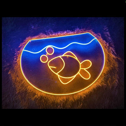 Orange-Blue Cartoon Fish Tank Led Neon Sign For Kids Room And Ocean Decor | Shineneon