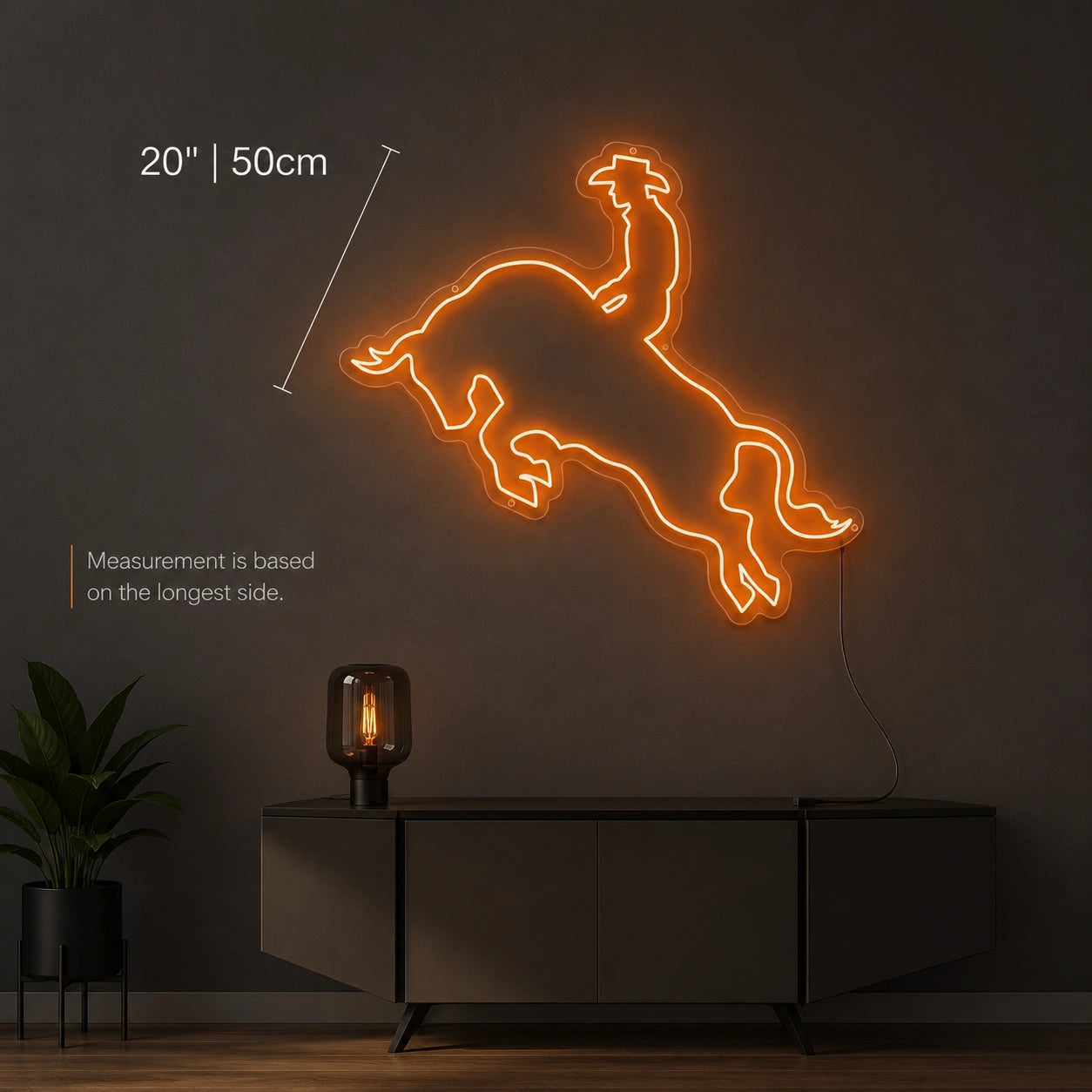 Orange Bull Rider Neon Sign LED Neon Sign size image