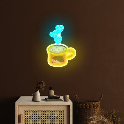 Orange Coffee Mug Fall Hedgehog Artwork Personalized Neon Signs