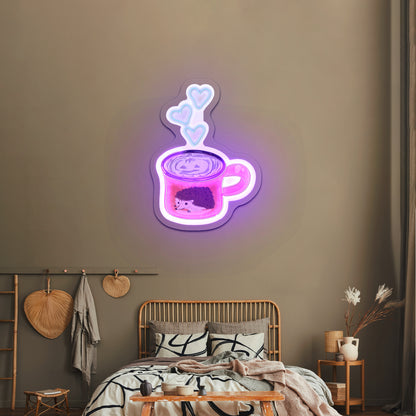 Orange Coffee Mug Fall Hedgehog Artwork Personalized Neon Signs