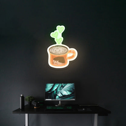 Orange Coffee Mug Fall Hedgehog Artwork Personalized Neon Signs