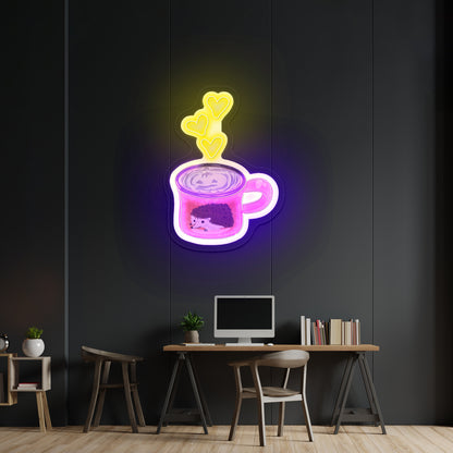 Orange Coffee Mug Fall Hedgehog Artwork Personalized Neon Signs