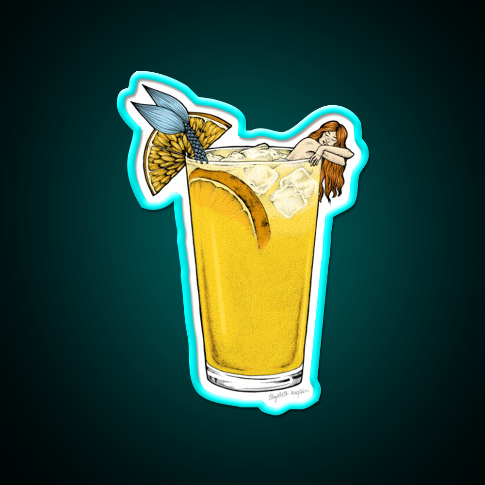 Orange Crush Mermaid Cocktail Bar Decor Led Neon Sign Rgb Color - Size and dimension reference