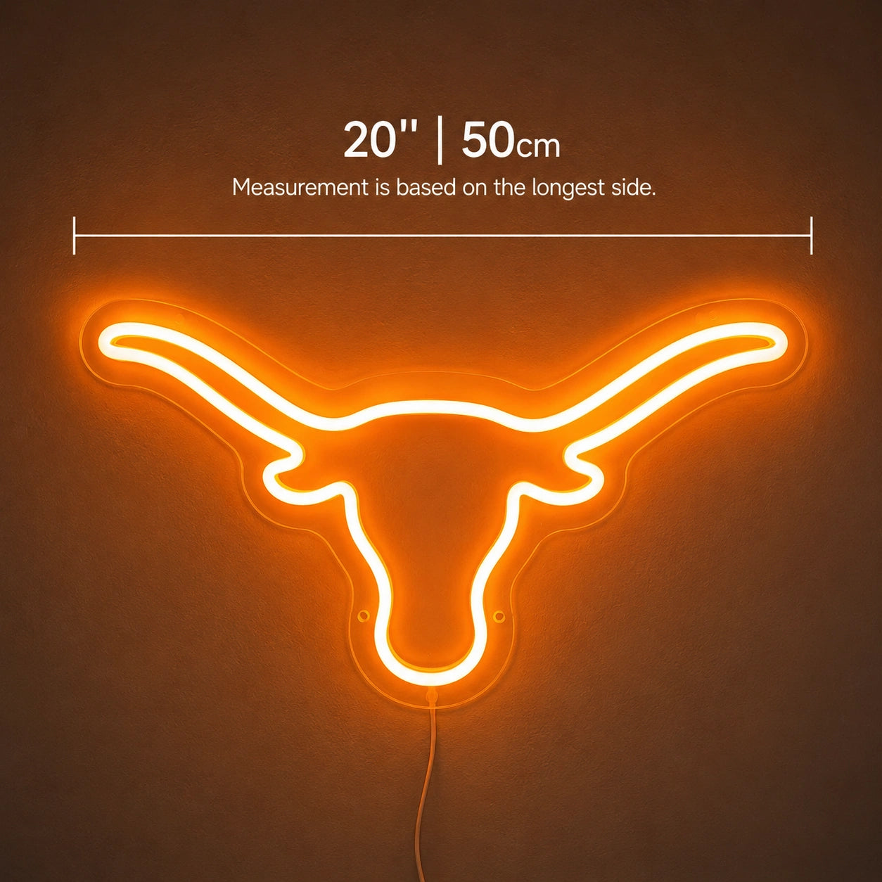 Orange Longhorn Outline Neon Sign LED Neon Sign size image