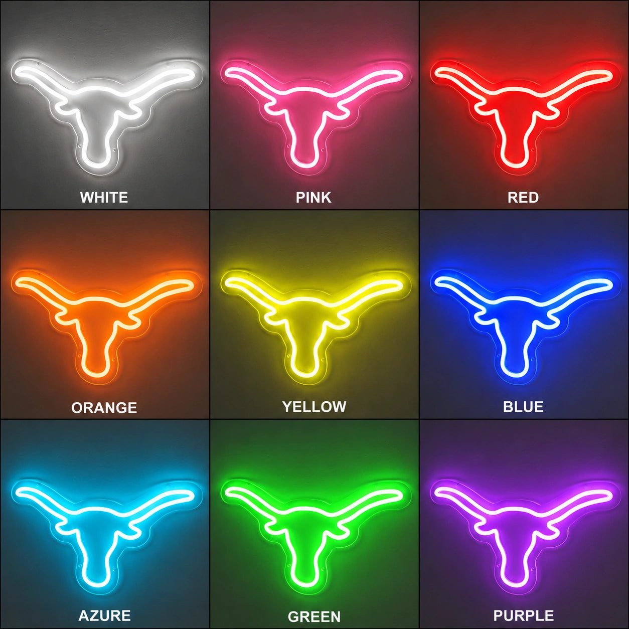 Orange Longhorn Outline Neon Sign LED Neon Sign color grid
