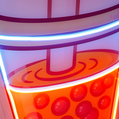 Orange Milktea Cup Uv Printed Led Neon Sign For Cafe Home Decor | Shineneon