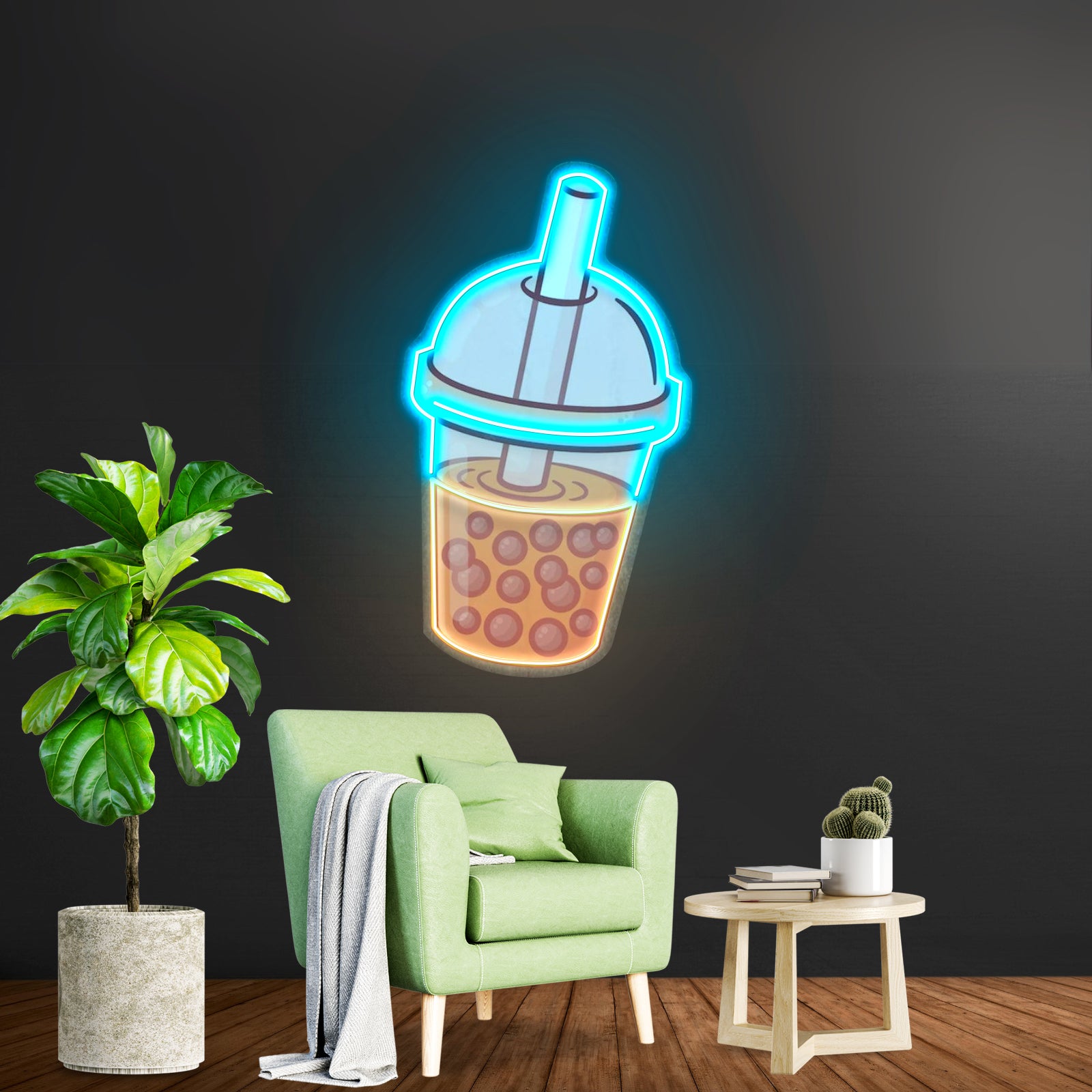 Orange Milktea Neon Acrylic Artwork
